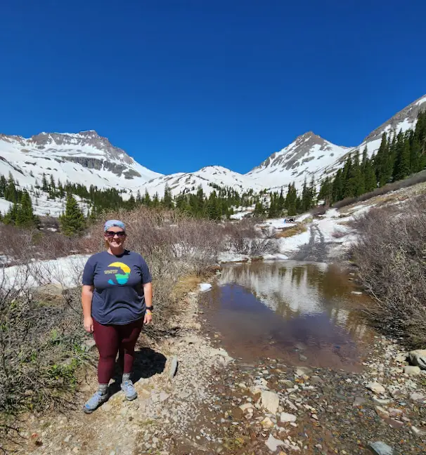 Standing in front of a mountain in Yankee Boy Basin near Ouray, Colorado.